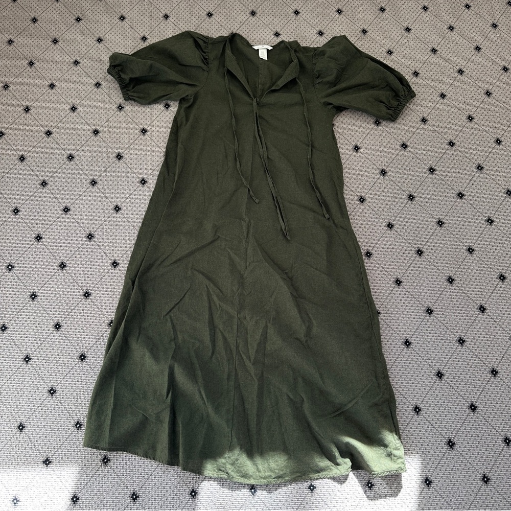 H&M Olive Green Linen Dress